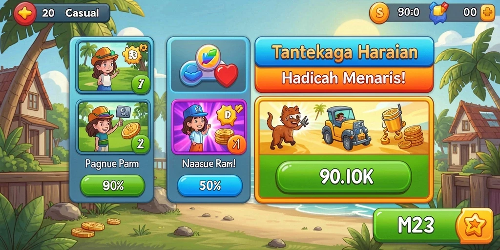 Tampilan hadiah yang menarik setelah menyelesaikan tantangan.