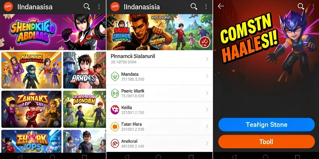 Layar kustomisasi karakter yang menarik dan beragam.